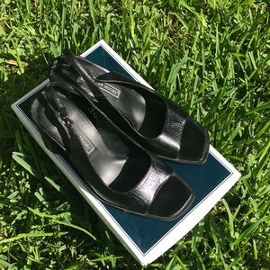 Jennifer Moore Black Leather Slingback Sandals